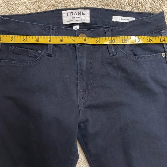 FRAME Denim Black Le Skinny Tuxe Stripe Jeans Mesh Inset Stretch Ankle Size 27 - Picture 9 of 14